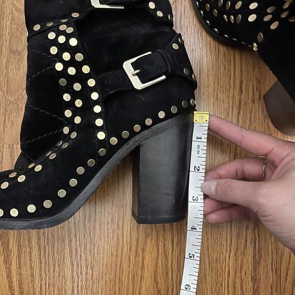 Laurence Dacade Paris black leather suede studded buckle boots size 37 - Picture 9 of 14